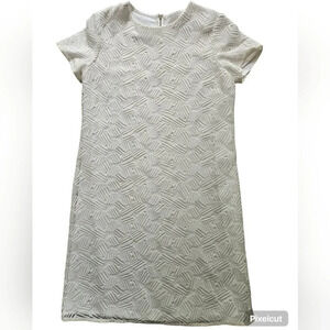 Lida Biday White Shift Dress With Lace  Overlay